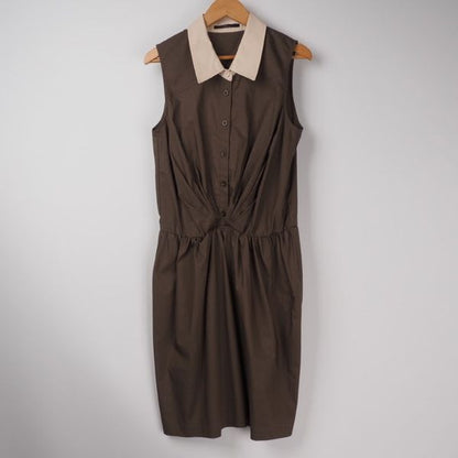 エリ配色タックワンピース