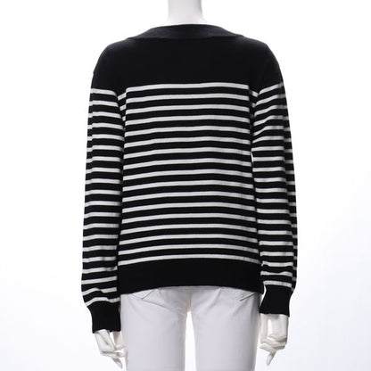 ボーダー柄Vネックニット