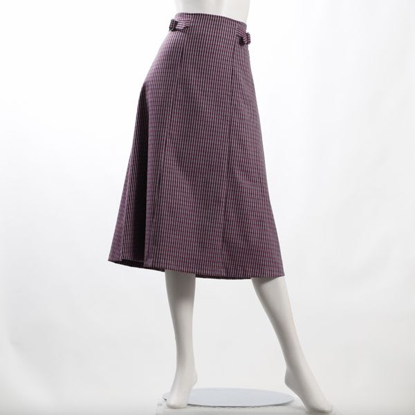 カラーチェックバックゴムスカート