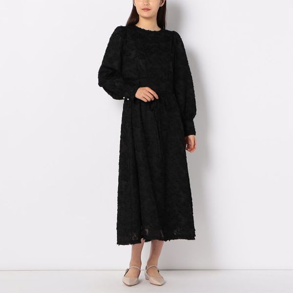 パフスリーブジャガードワンピース