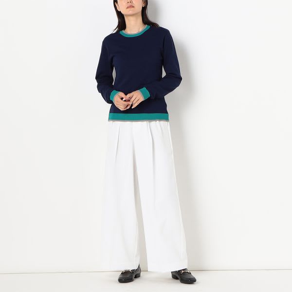 配色デザインクルーネックニット