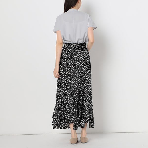 イレギュラーヘム小花柄マーメイドスカート