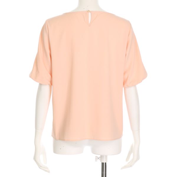 袖素材切替えパフスリーブブラウス