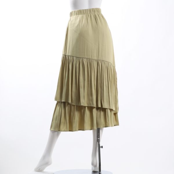 ドレープサテン切り替えギャザースカート