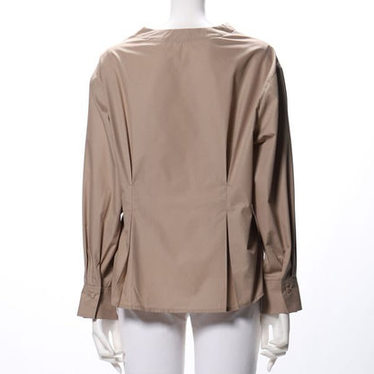 ウエスト切替えデザインVネックブラウス