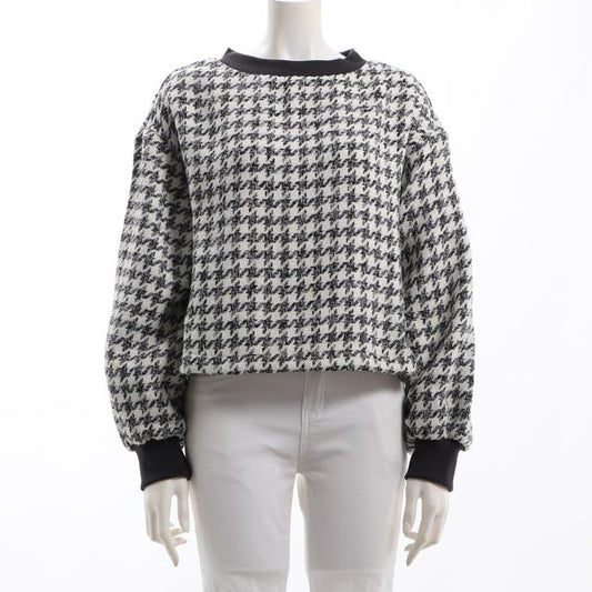 リブ切り替え千鳥柄ニット