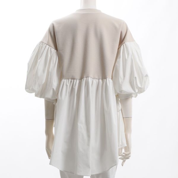 ボリュームスリーブ異素材切り替えブラウス