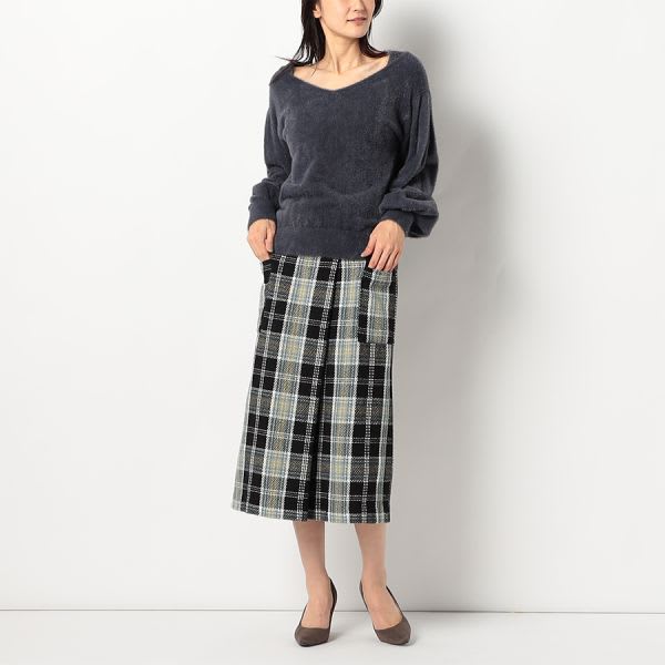 レースドッキングデザインニット