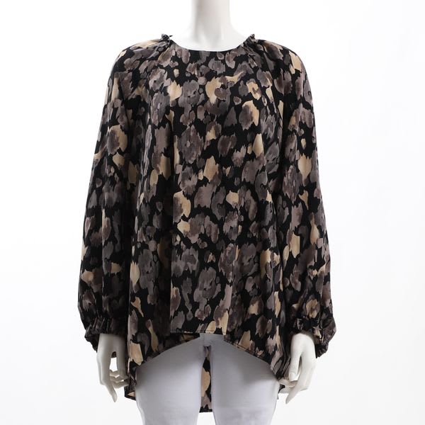 ぼかしレオパード総柄バックテールブラウス