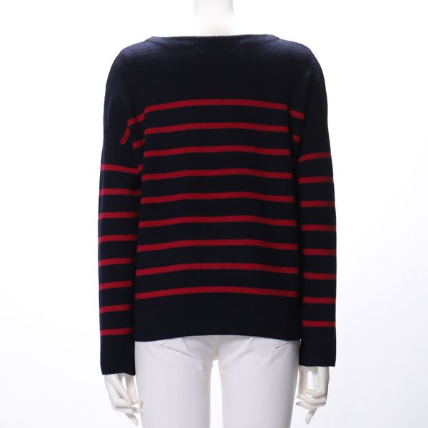 ボーダー柄ボートネックニット