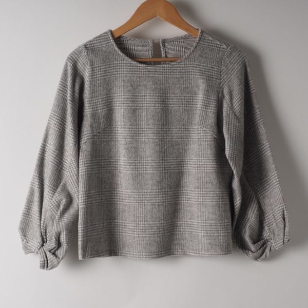 グレンチェック柄ブラウス