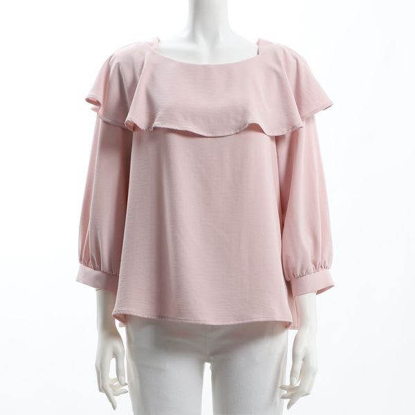 ケープ風フリルパフスリーブブラウス