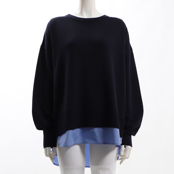 シャツレイヤード風ドロップショルダーニット