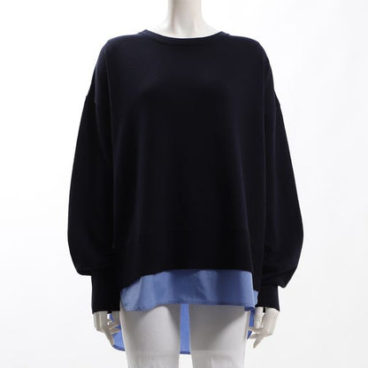 シャツレイヤード風ドロップショルダーニット