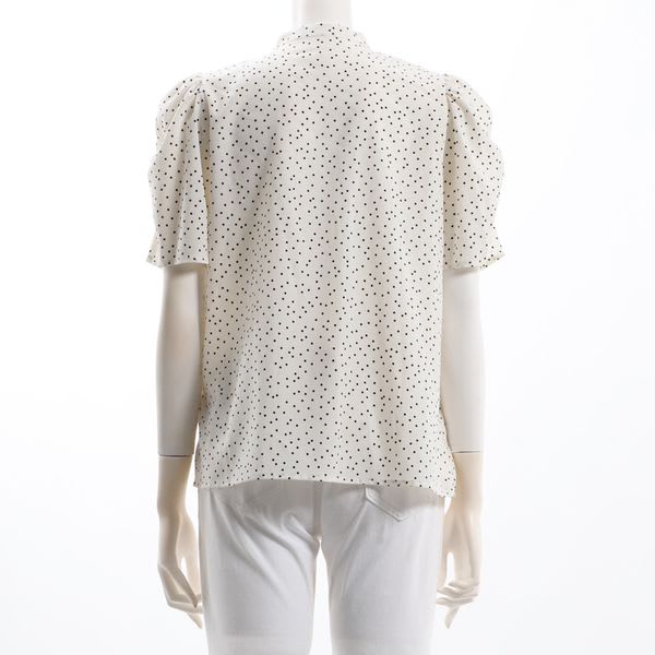 ドットプリントパフスリーブブラウス