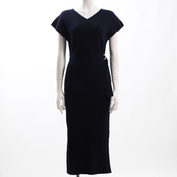 ウエストベルト付リブスカートワンピース