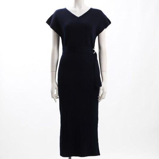 ウエストベルト付リブスカートワンピース