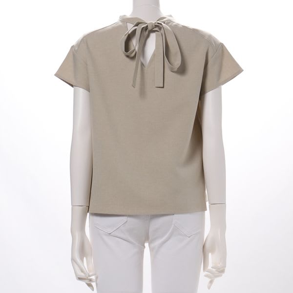 バックリボンスタンドカラーブラウス