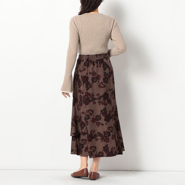 バイカラーフレアスリーブリブニット