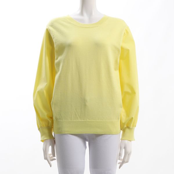 袖布帛切り替え異素材ニット