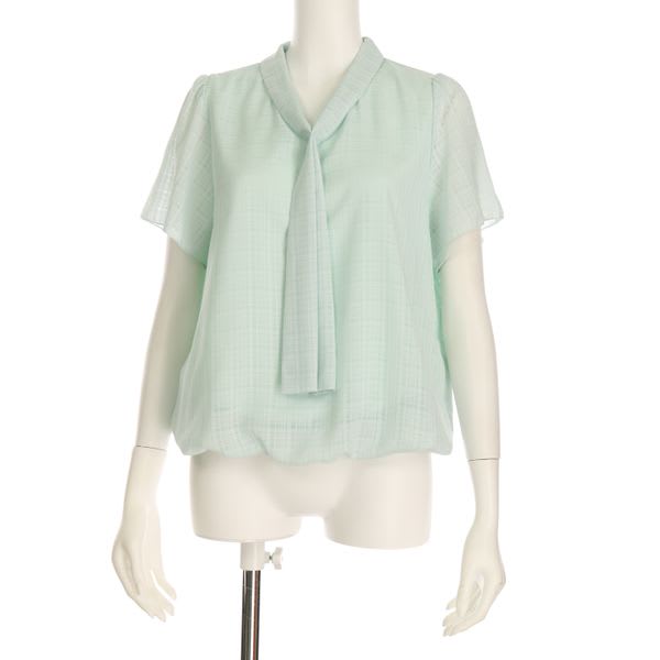 シャドーチェックボウタイブラウス