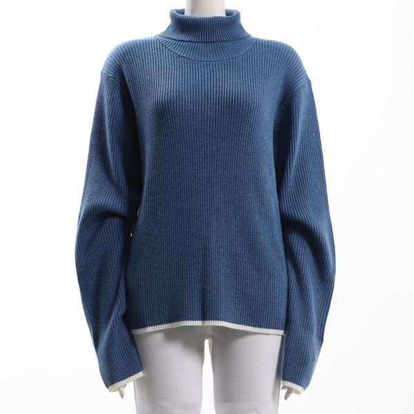 シンプルタートルネックリブニット