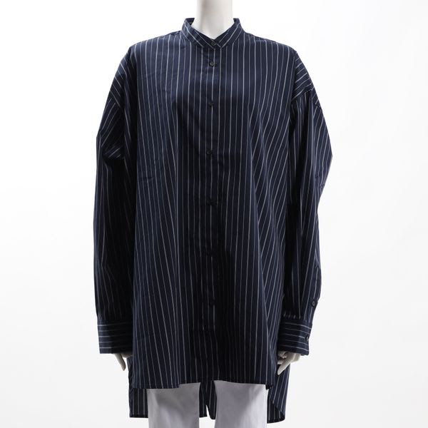 ピンストライプバックスリットブラウス