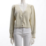 メタルボタン付きVネックカーディガン