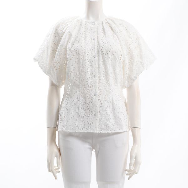 ボリュームスリーブコットンレースブラウス