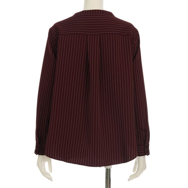 ストライプ柄バンドカラーシャツ