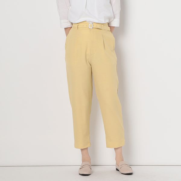 バックゴムベルト付きタックテーパードパンツ