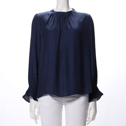 アニマル柄ギャザーネックブラウス