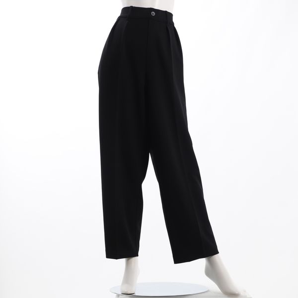 ウエストゴム入りタックテーパードパンツ