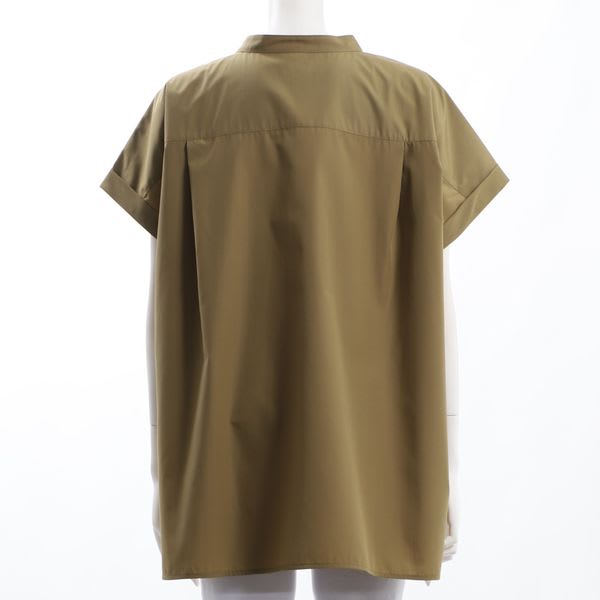 バンドカラー前後差シャツ