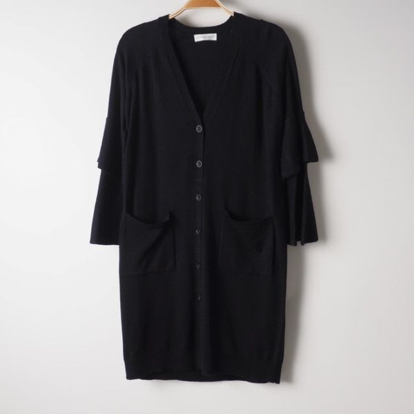 袖二重フレアデザインロングカーディガン