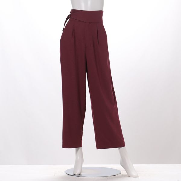 ウエストベルトデザインワイドパンツ