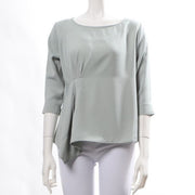 アシンメトリーデザインラウンドネックブラウス