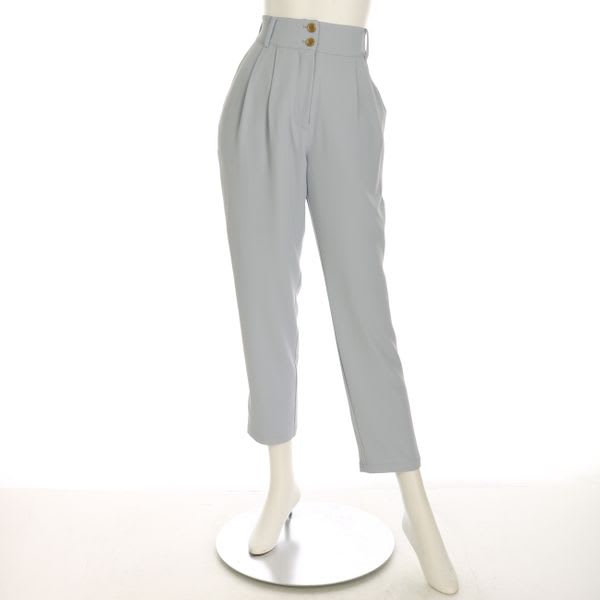 ダブルボタンタック入りテーパードパンツ