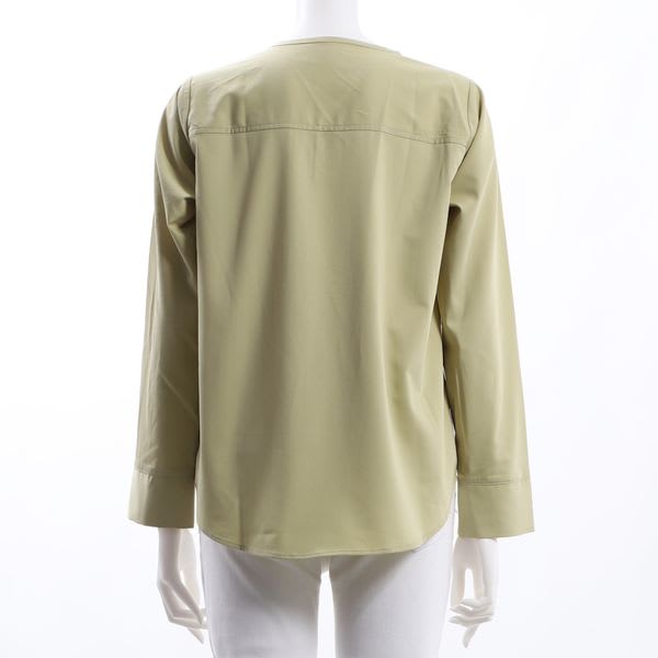 クルーネック前開きブラウス