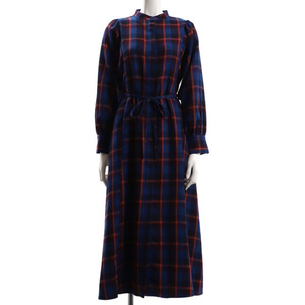 チェック柄リボンベルトワンピース