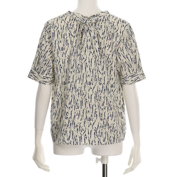 小花柄バックリボンブラウス