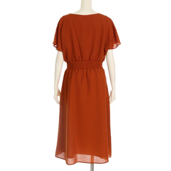 ドロストデザイン織り柄ワンピース