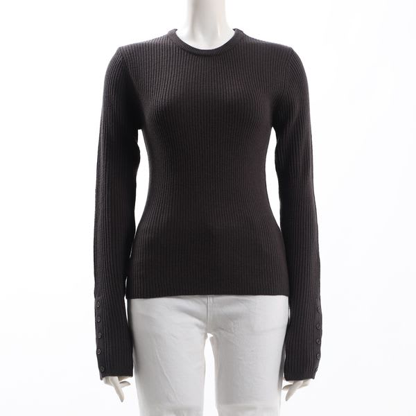 クルーネックリブニット