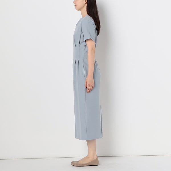 ウエストタックオープンフロントネックワンピース