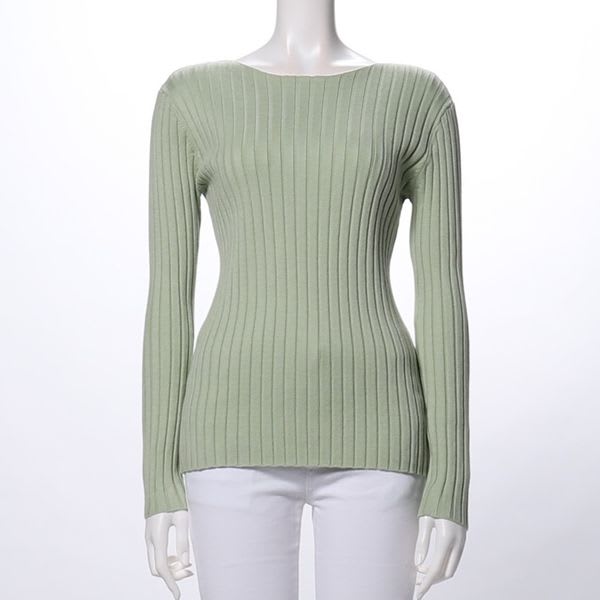 ボートネックリブニット