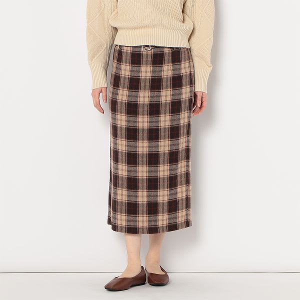 起毛感のあるチェック柄タイトスカート