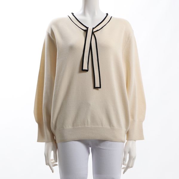 バイカラーボウタイハイゲージニット