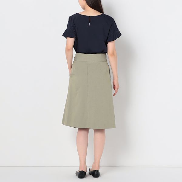 リボンベルト付きタックフレアスカート