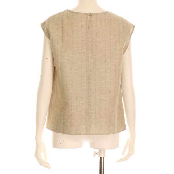 リネン調クルーネックノースリーブブラウス