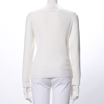 美デコルテVネック長袖ニットプルオーバー